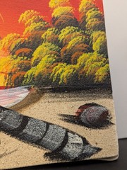 Palm Trees Beach Landscape Sand Texture Signed Original Painting Set/2 Vacation