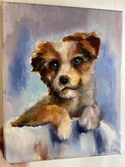 Dog Portrait, Original Painting oil,8×10 inch, Baby Gift,Wall Art Decor Handmade