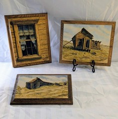 Dave Iman Original Oil on Wood Western Painting Lot of 3 Bodie Ghost Town Series