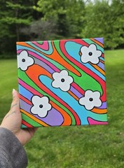 Pretty Colorful Trippy Psychedelic Artwork Original Acrylic Painting Flowers