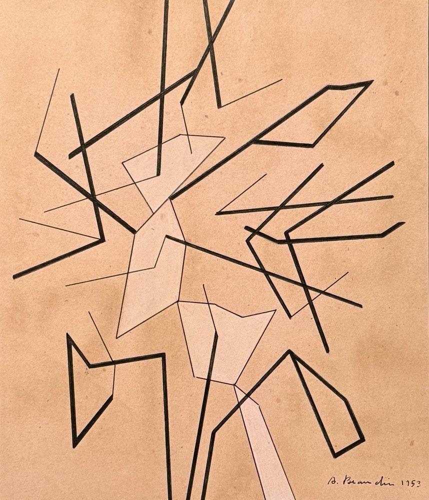 André Beaudin (Signed, 1953) – Mixed Media on Paper – Abstract Composition –