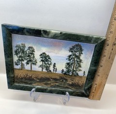 Russia Handmade Landscape Crushed Gem Stones Size 8 5/8”X 6 3/8” Label & *Signed