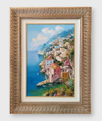 Amalfi Coast Landscape/Neapolitan Marine Scene/Original Oil Painting signed