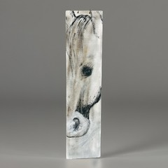 Handpainted Black & White Horse Art Gallery Wall Vertical Narrow Wall Decor 22×5