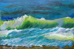 Seascape Wave Sea Original Painting Oil on Cardboard 8×12 Hand Painted YSArt