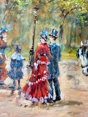 vtg Original Oil Painting French Paris Street Scene 38×26