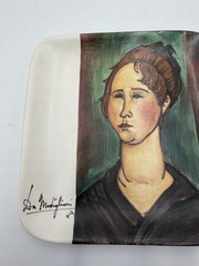 Amedeo Modigliani’s 1918 Italy impressionist oil Burgundian Woman wall plate