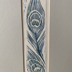 Original Woodblock Blue Feather Etching Signed By Fran Ritchie Yost D