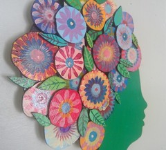 Floral Woman Silhouette 3D Wood Cutout Wall Art Hand-Painted Wall Pop Art 14×24