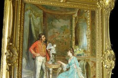 Antique Important Large Italian Oil Painting Signed Ettore Simonetti Rome C.1890