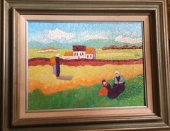 STEPHEN SLOMKO (Amer 1929-2013 )“Reapers Revisted“ Impasto Oil Painting C 1990