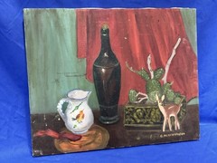 C.1965 Oil on Canvas & Stretcher ~ STILL LIFE ~ Gladys Wellington, Somerville MA