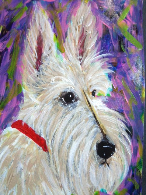 Original Adorable WHEATEN SCOTTIE SCOTTISH TERRIER DOG Painting WALL ART
