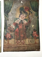 ANTIQUE PAINTING RELIGIOUS ICON Retablo 19TH CENTURY PORTRAIT MADONNA METAL TIN