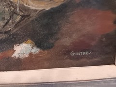 Large MCM Early Mary Ann Ginter Painting circa 1950’s Listed Artist „COTTON“ Art