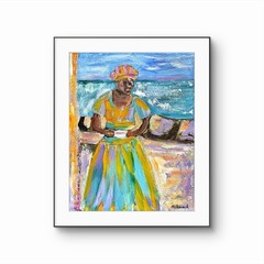 GERARD 11X14 IN-Abstract Expressionist Original Painting Canvas Caribbean Woman
