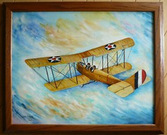 Mystery Artist, AVIATION OIL PAINTING 1917 CURTISS JENNY VINTAGE AVIATION ART