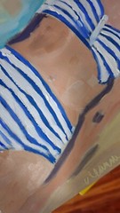 Woman On Beach Original Oil Painting Shore Beach House Ocean Impressionist Pasto