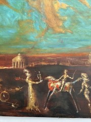 Russian Surrealist Painting Large Expressionism Listed Andrei Medvedev Modernist