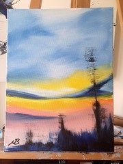 SUNSET SKY LANDSCAPE 12×16 ABSTRACT EXPRESSIONIST ORIGINAL PAINTING CANVAS