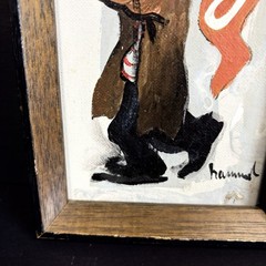 Vintage Small Mid Century Hobo Clown Art Painting SHSU School Spirit