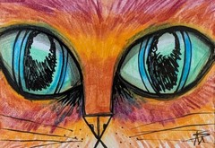 ACEO Cat Painting Original Collectible Modern Orange Tabby Art Samantha McLean