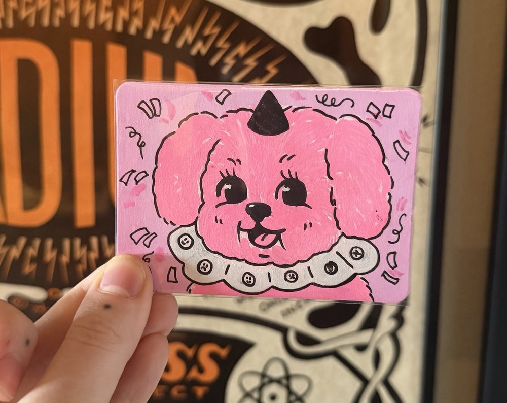 ACEO Original Print Artist Card Illustrated Dog Clown Art Hand Painted 2.5×3.5