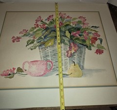 Original Suzanne Fraker Watercolor Painting Still Life Floral Basket Colorful
