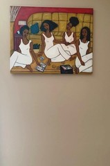 ORIGINAL 16×20 African American Folk Art Painting Four Sisters Canvas, 2020