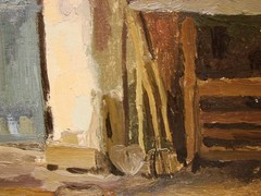 Ukrainian Soviet USSR Oil Painting impressionism realism chicken coop