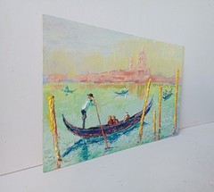 Venice Impasto Painting Original Art Impression Oil Painting 7.8 x 11.8 in