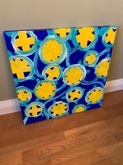 ABSTRACT Painting Original TRIPPY Art 24″x24″ Stretched Canvas