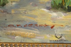 Horse Oil Painting on Canvas 55″ x 43″ Signed ‚S. T. Cesent‘ in Gold Gilt Frame