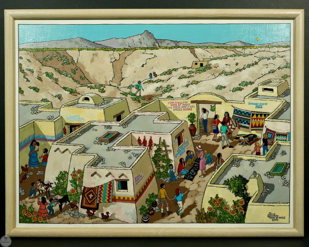 Vintage Original Southwestern Landscape Acrylic on Canvas By Penny Cosentino