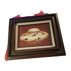 Erv Johnson Native American Hopi Acrylic on Suede Leather Painting Art Pot Vase