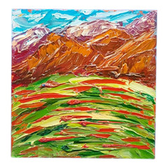 Wildflower Original Painting Mountain Semi Abstract Small Art Handmade Wall Art