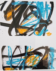 Original Colorful Abstract 16×11 Acrylic & Ink Painting on Paper Modern