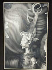 Surrealist Portrait by Endre Szasz Painting Monochrome Fantasy Figure