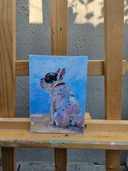 French Bulldog Original Oil Painting, Dog Art Work, Pet Portrait Paint, 5×7″