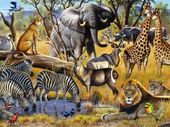 Art African sunset wildlife oil painting Giclee art HD Printed on canvas