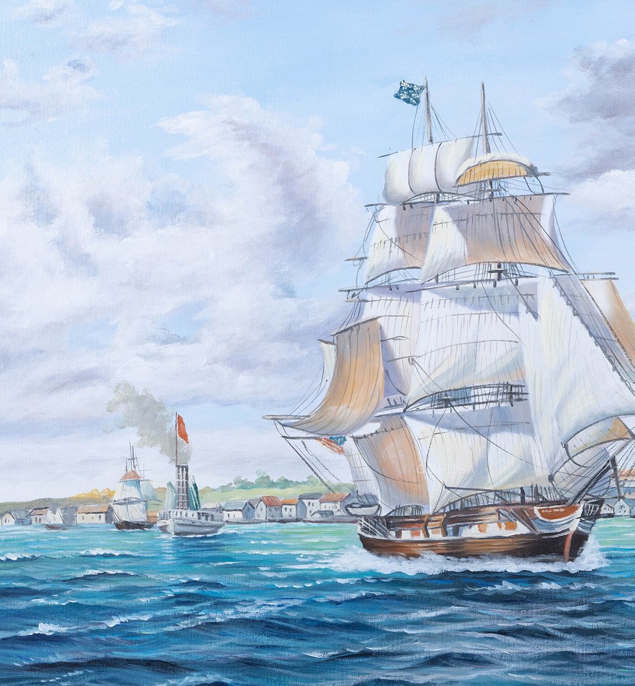 Whaler ‚Lexington‘ Leaving Nantucket – 100% Hand Painted By A Skilled Artist