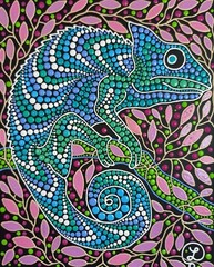 Originial Miniature Chameleon Painting Tropical Animals Lizard Reptile Art 9*12