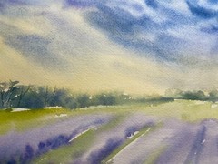 Original Watercolor Painting Landscape Nature Flowers – 9×12 inches – NEW