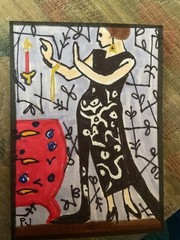 ACEO watercolor art by PJ, art card 2.5 x 3.5: vintage style lady.