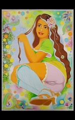 Erotic, large watercolor 50 x 70 cm, „fantasy girl“, lovely Lisa art.