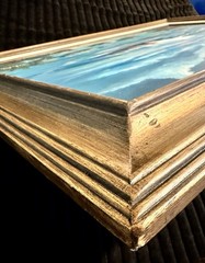 V. Lund – Oil Canvas Framed Painting – 32×44 (Sea, Ocean, Waves, Clouds, Rocks)