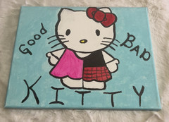 Custom Hand Painted Hello Kitty Acrylic Painting on Canvas
