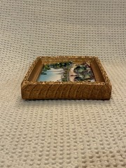 3D Painted resin &plaster relief gold “frame” Seine river Eiffel Tower Paris 5×7