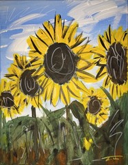 Abstract Sunflowers Acrylic Expressionist Original Art 14×11 Canvas