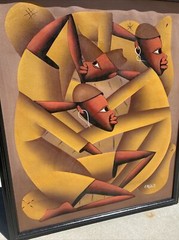 Haitian Painting on Canvas Signed Casimir Framed Abstract